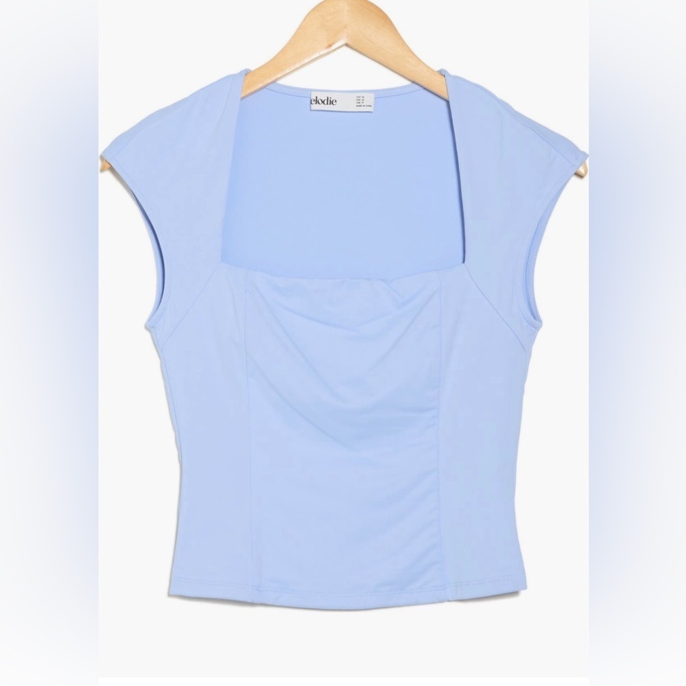 Elodie Sky Blue Cap Sleeve Blouse